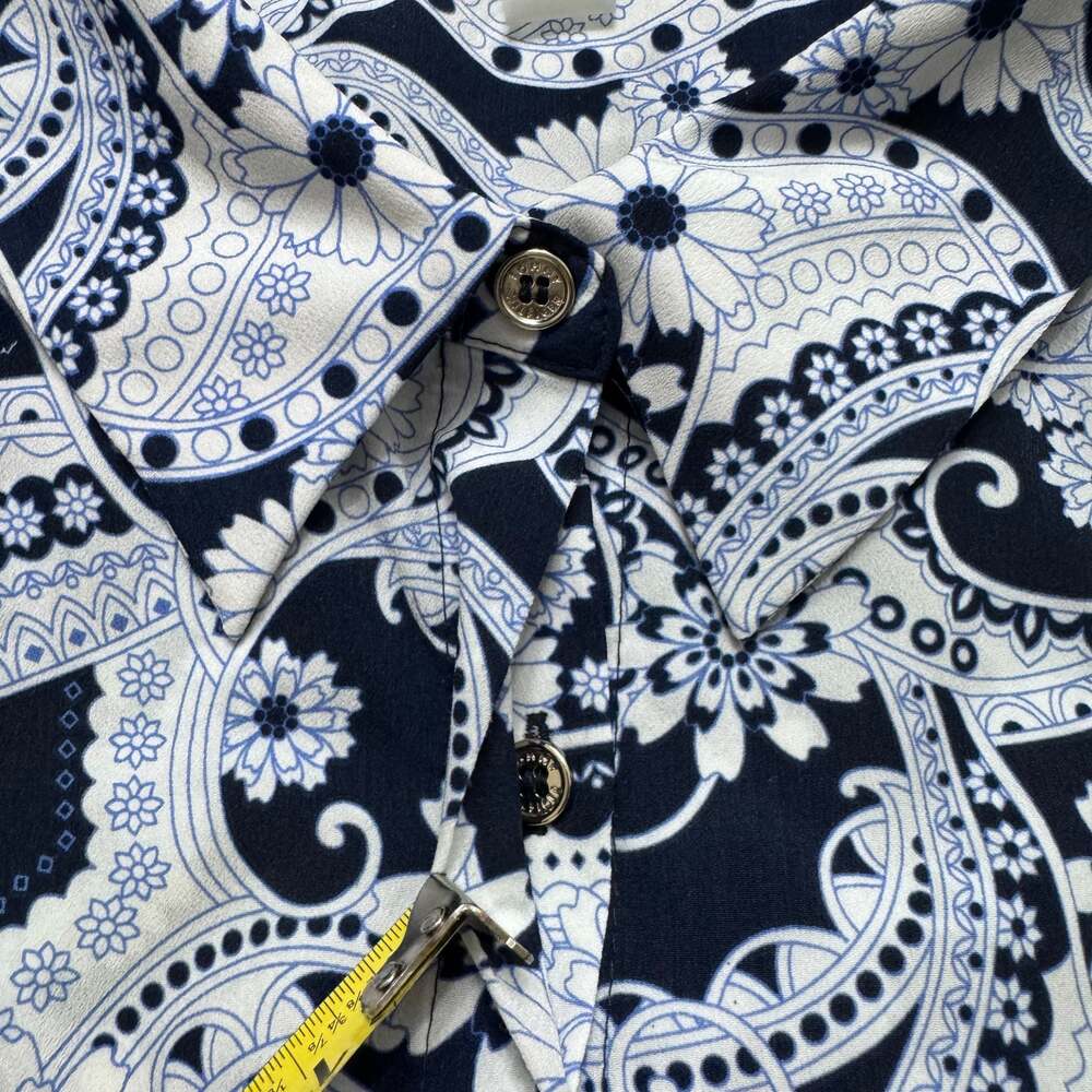 Tommy Hilfiger Women's Blue and White Paisley Sleeveless Button Down Blouse Size - Picture 5 of 8